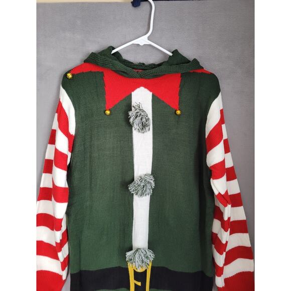 For G and PL Womens Christmas Ugly Knit Elf Sweater Tunic with Hood Large - Picture 3 of 5